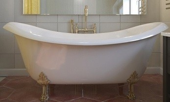 Ванна AquaStone Лиона ножки золото Premium из литьевого мрамора 190х86 овальная